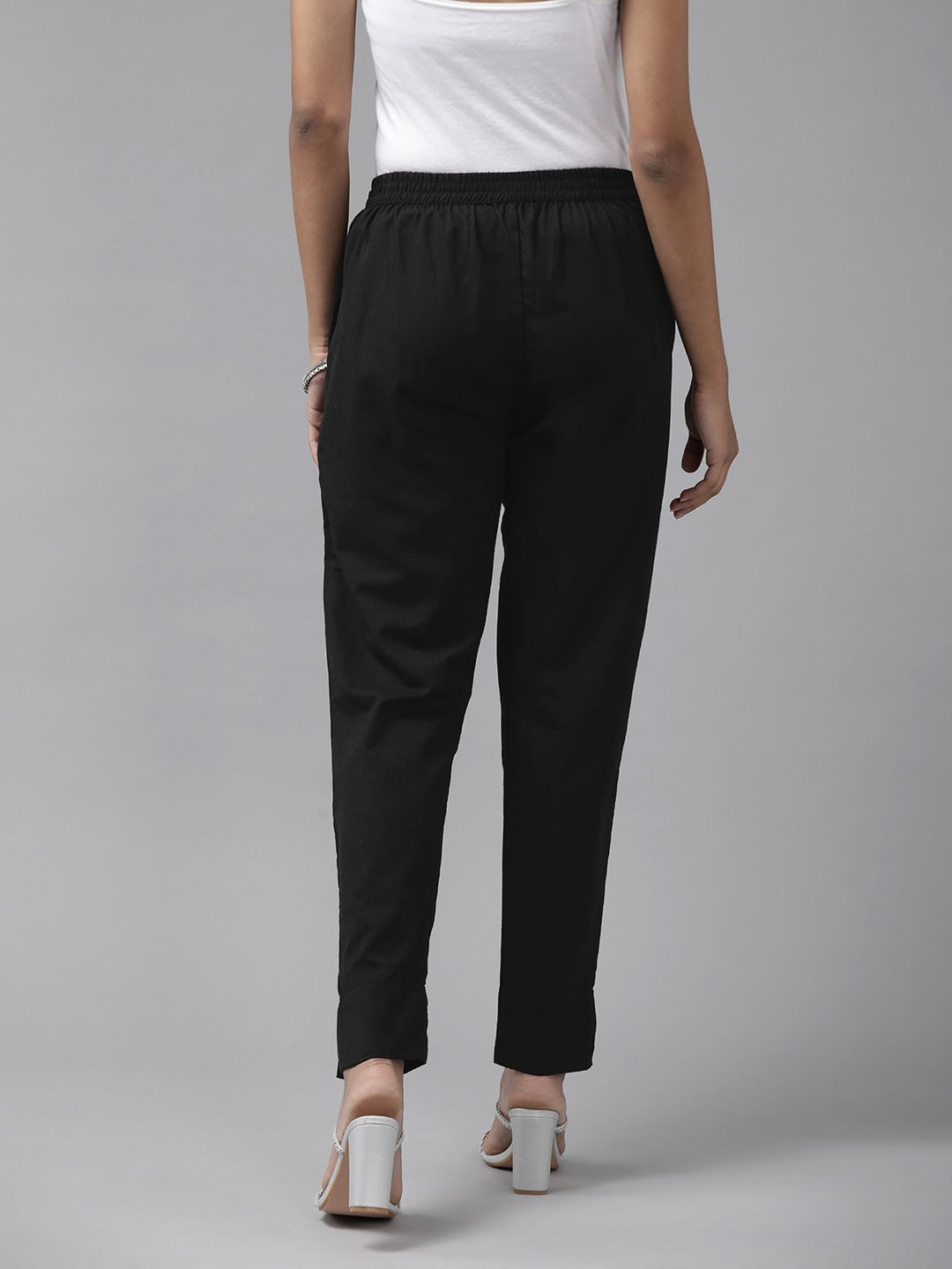 Black Cotton Fit  Trousers