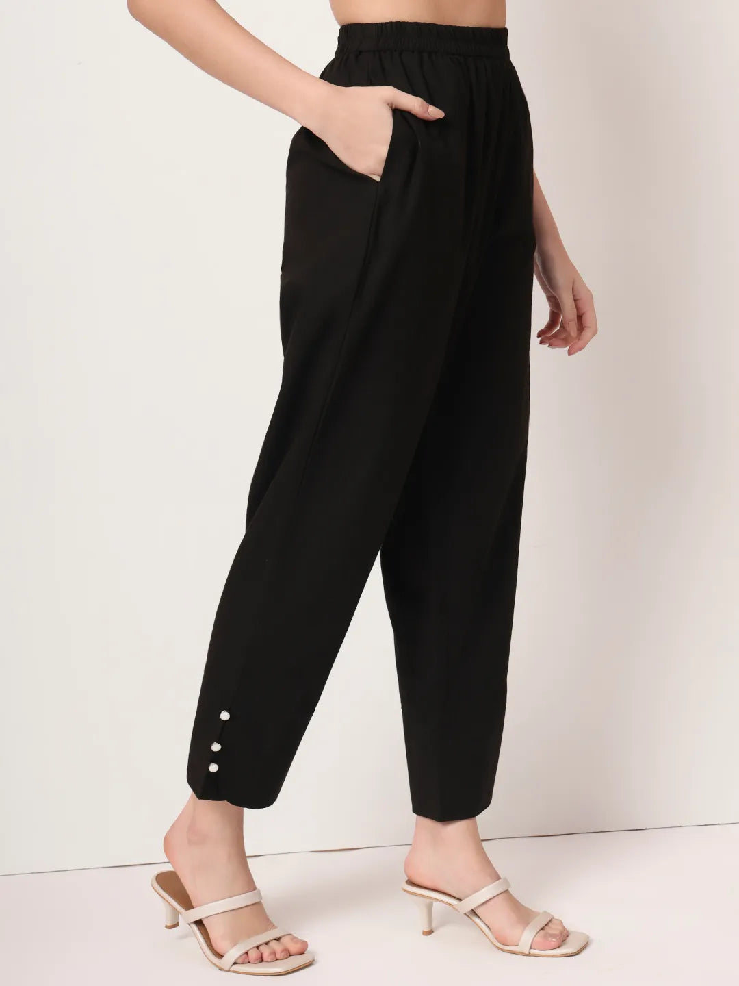 Black Cotton Straight Kurta Set