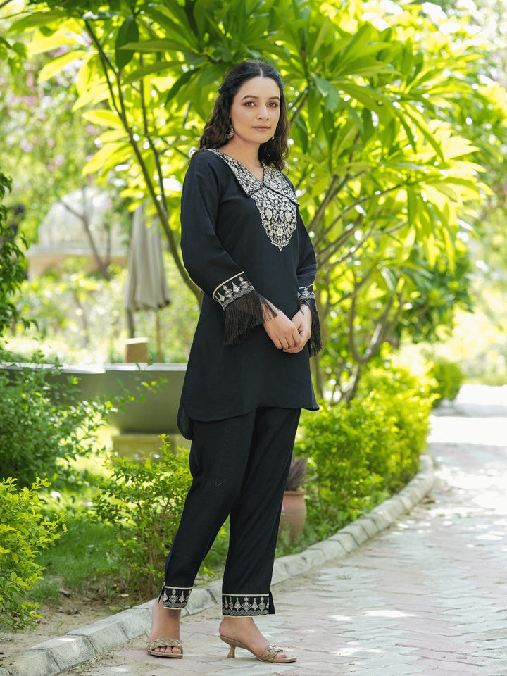 Embroidered Shirt And Trouser Co Ords