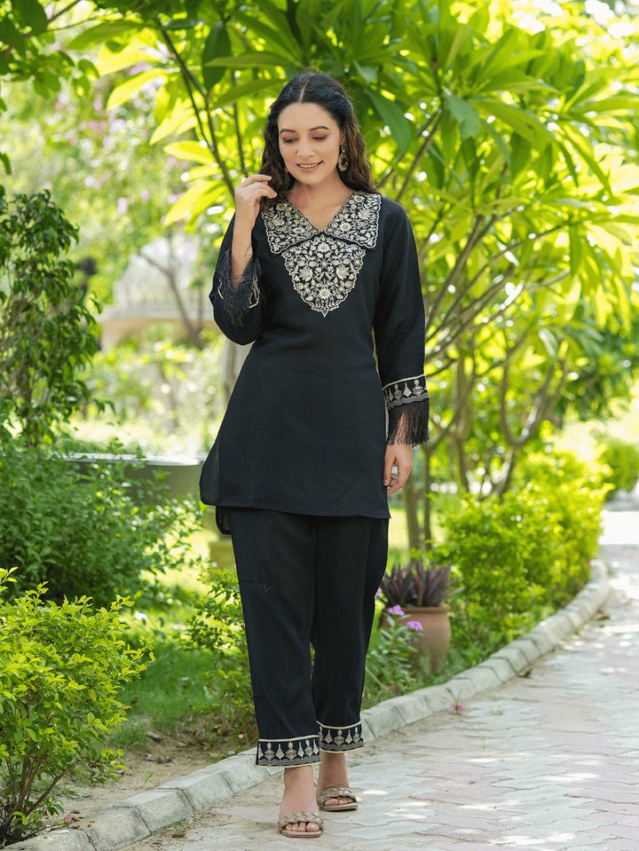 Embroidered Shirt And Trouser Co Ords