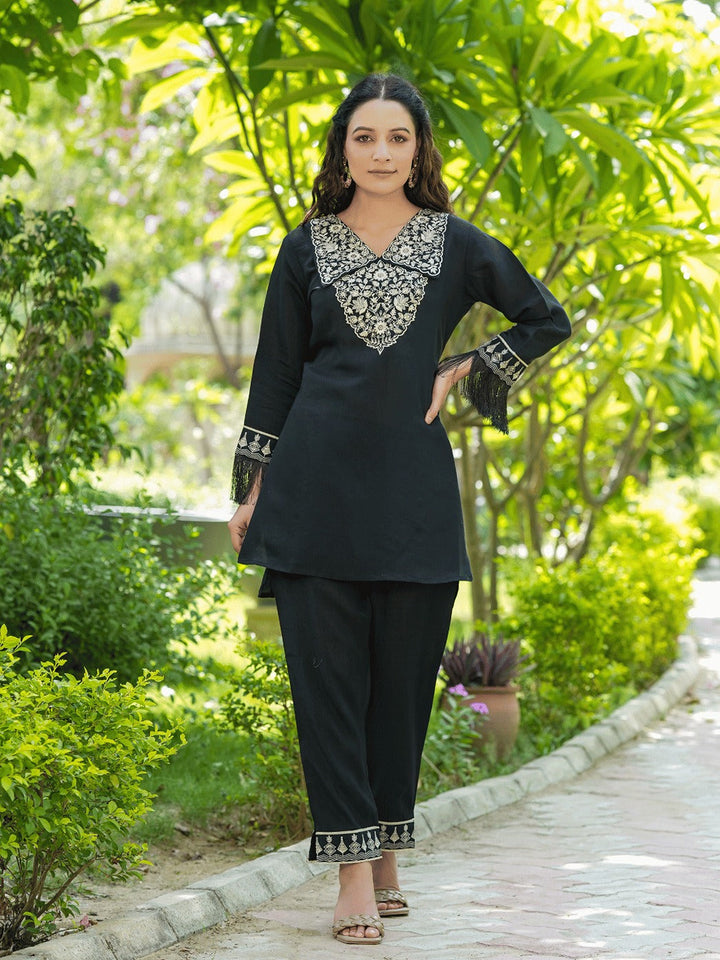 Embroidered Shirt And Trouser Co Ords