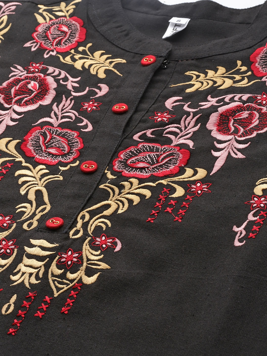 Black Floral Embroidered Top
