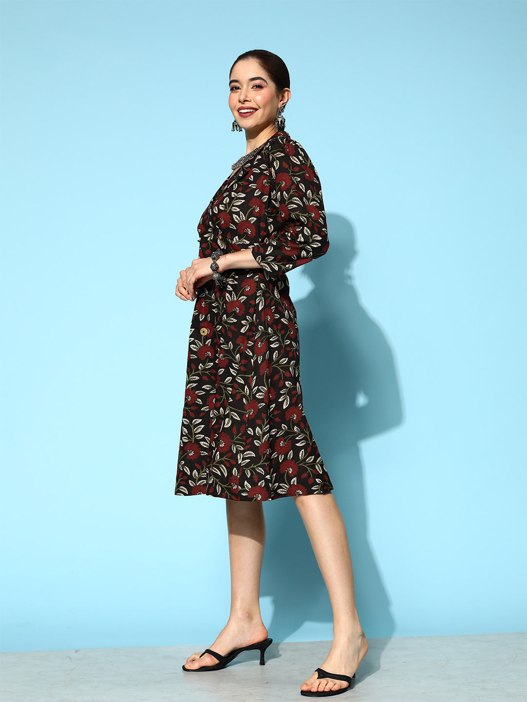 Black Floral Ethnic Dress