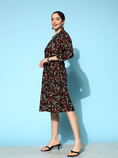 Black Floral Ethnic Dress