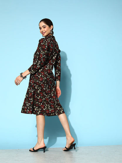 Black Floral Ethnic Dress