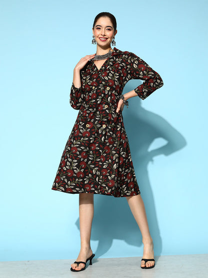 Black Floral Ethnic Dress