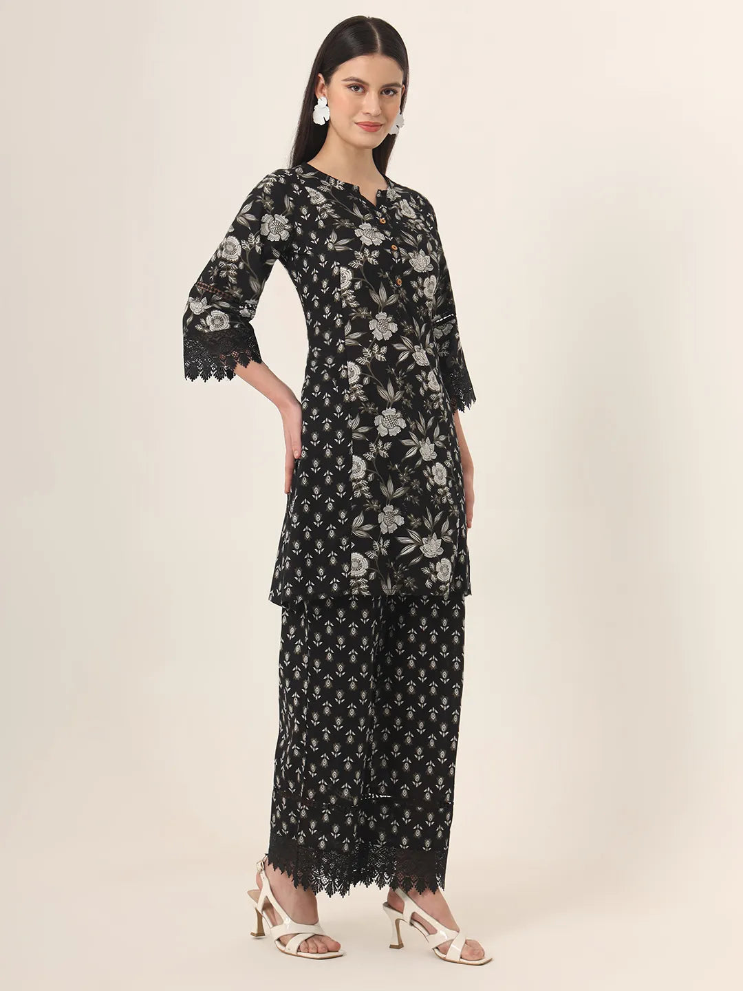 Black Pure Cotton Co Ord Set