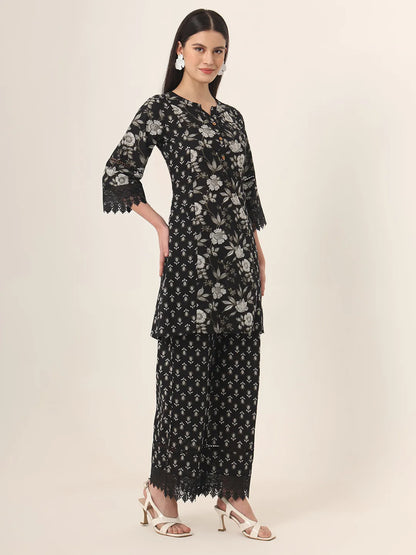 Black Pure Cotton Co Ord Set