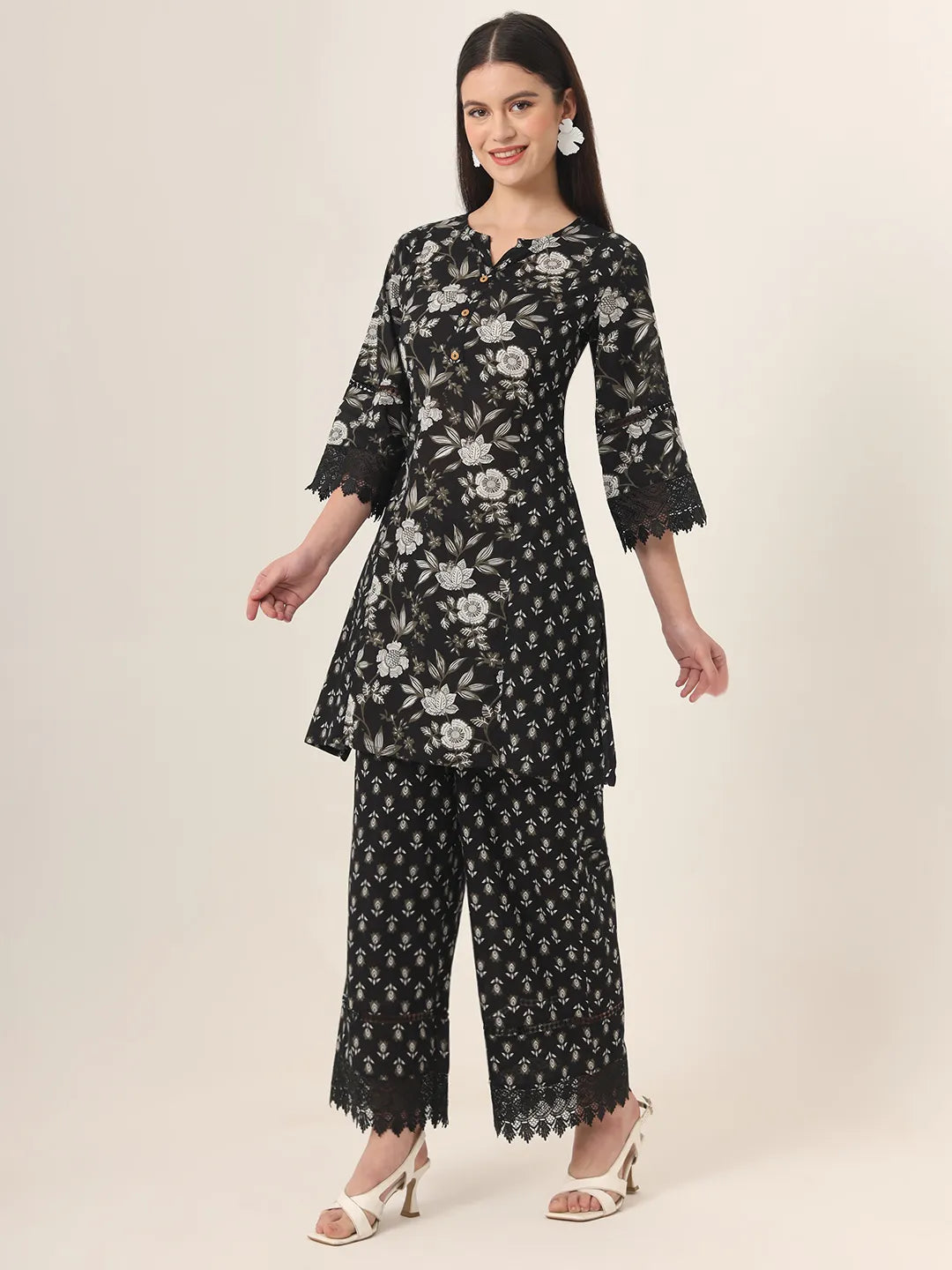 Black Pure Cotton Co Ord Set