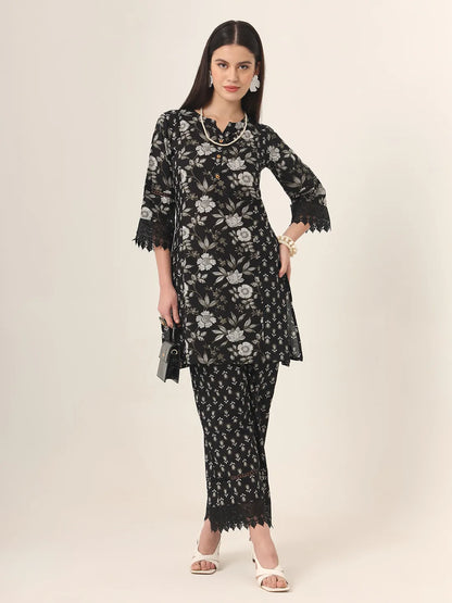 Black Pure Cotton Co Ord Set