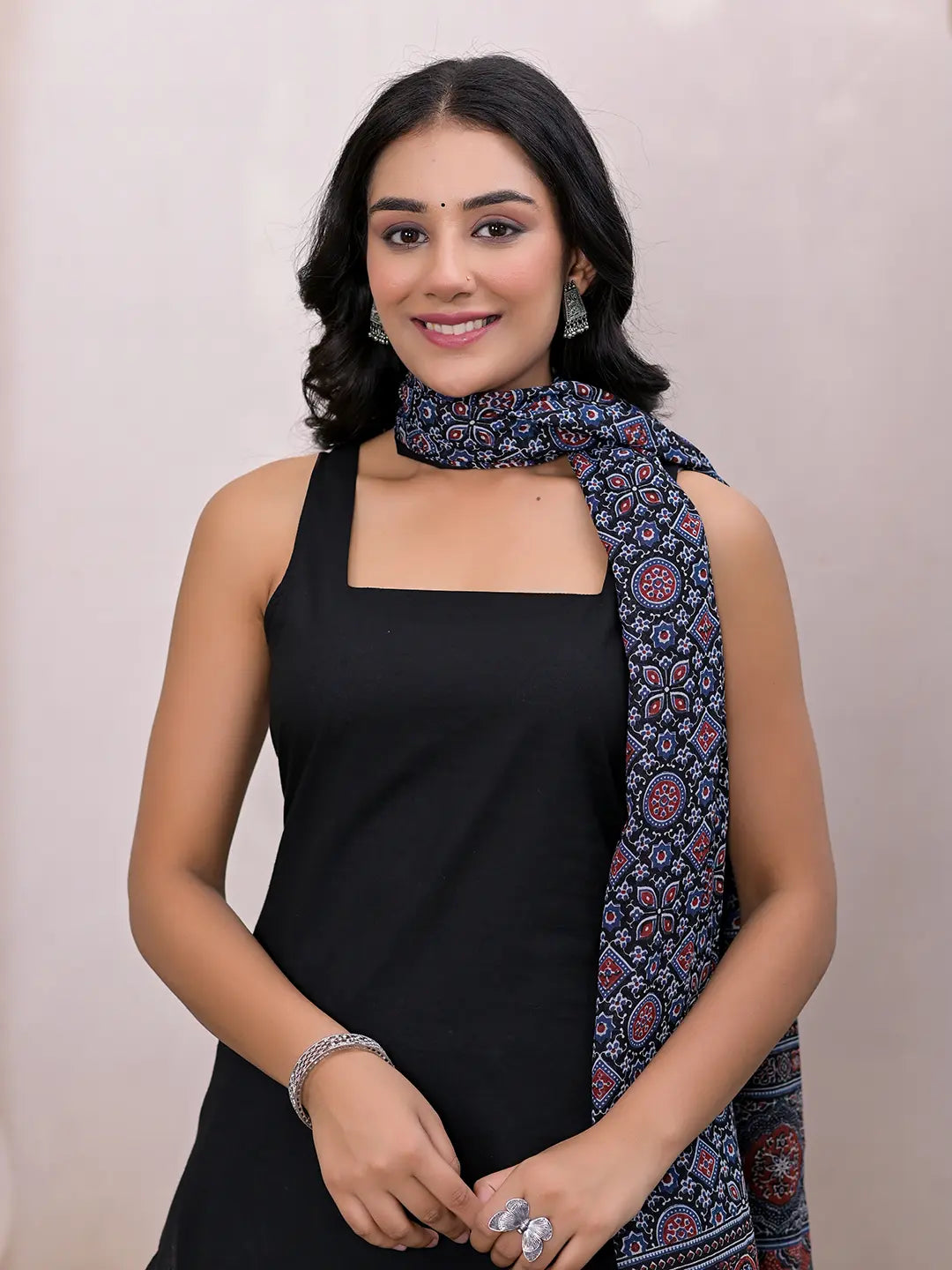 Black Pure Cotton Straight Suit Set