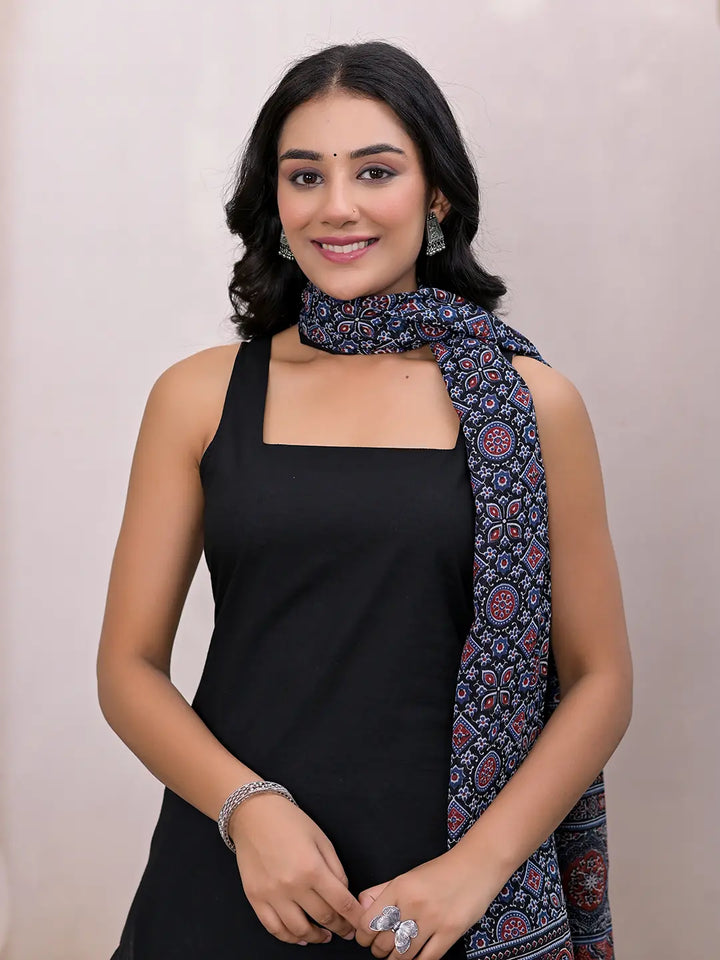Black Pure Cotton Straight Suit Set