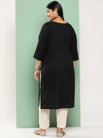 Black Straight Plus Size Kurta For Women