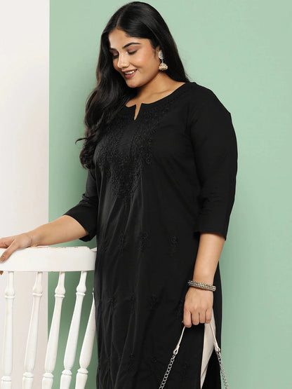 Black Straight Plus Size Kurta For Women