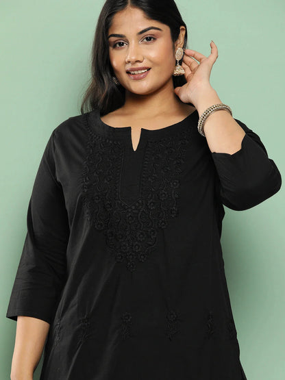 Black Straight Plus Size Kurta For Women