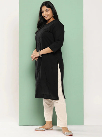 Black Straight Plus Size Kurta For Women
