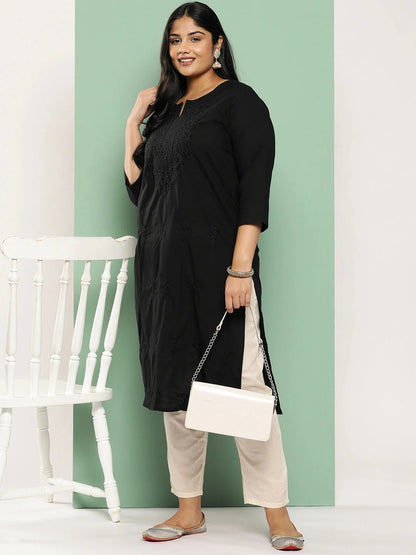 Black Straight Plus Size Kurta For Women