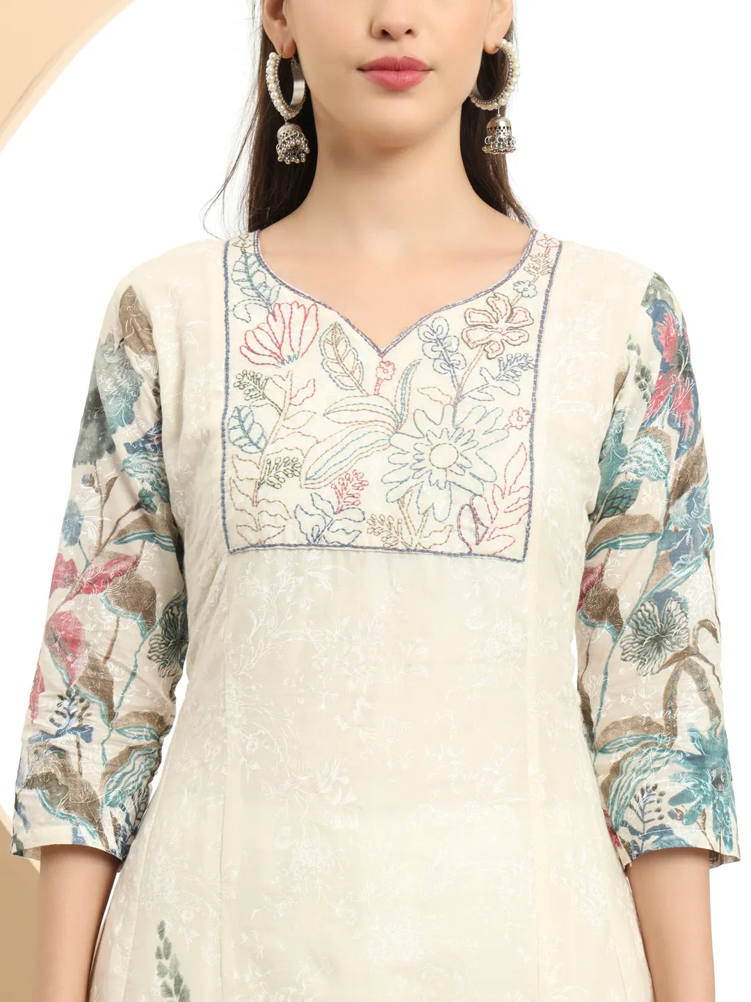Blue And White A Line Premium Mul Cotton Kurta Dupatta Pant Set