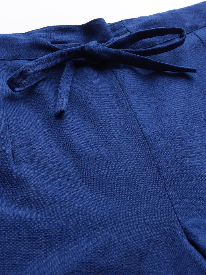 Blue Cotton Fit Trousers