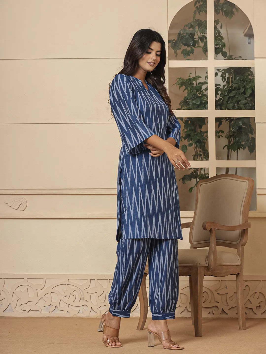 Blue Cotton Ikat Co Ord Set