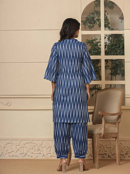 Blue Cotton Ikat Co Ord Set