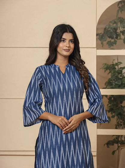 Blue Cotton Ikat Co Ord Set
