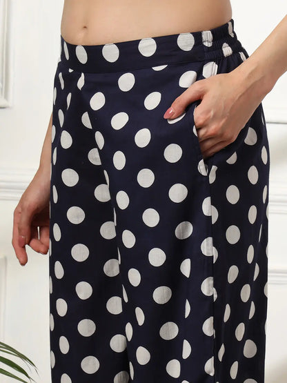 Blue Cotton Polka Dot Waistcoat Co Ord
