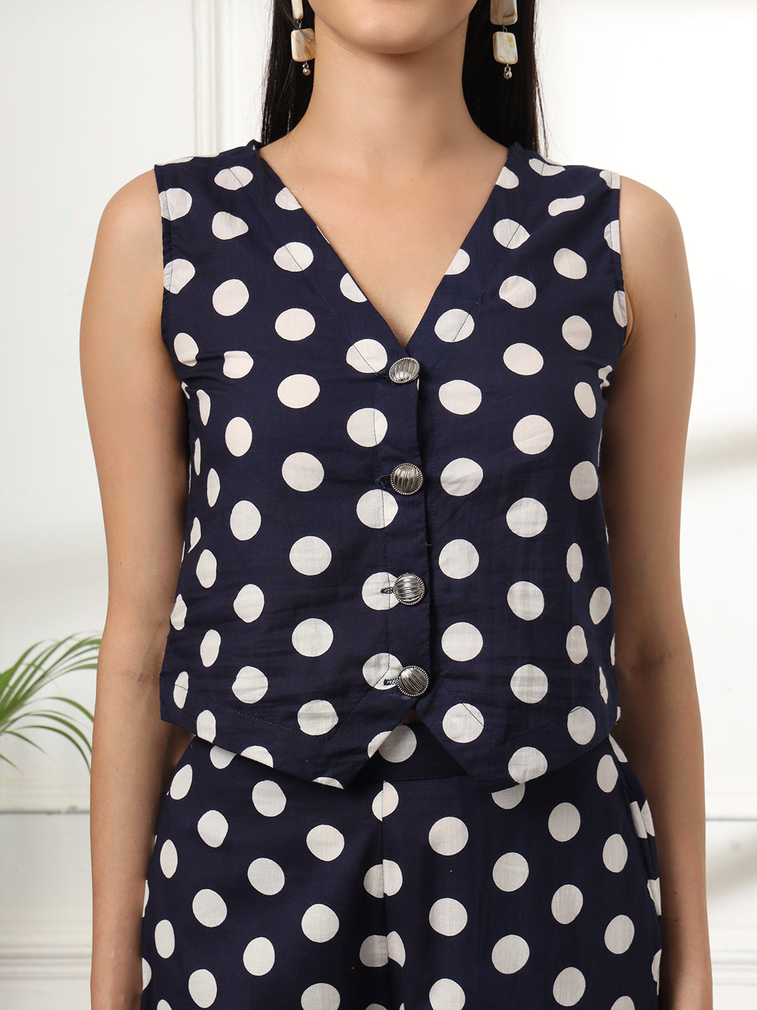 Blue Cotton Polka Top