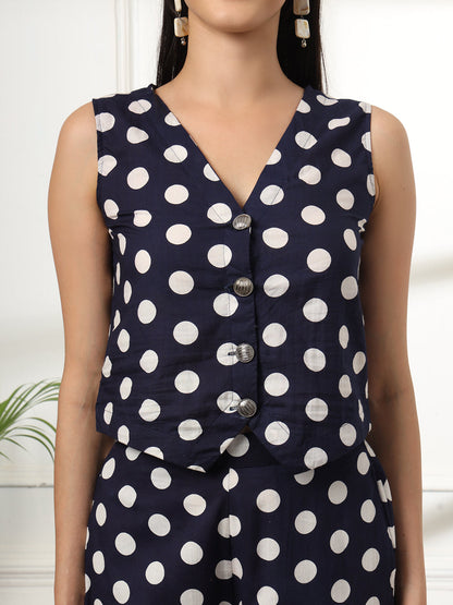 Blue Cotton Polka Top