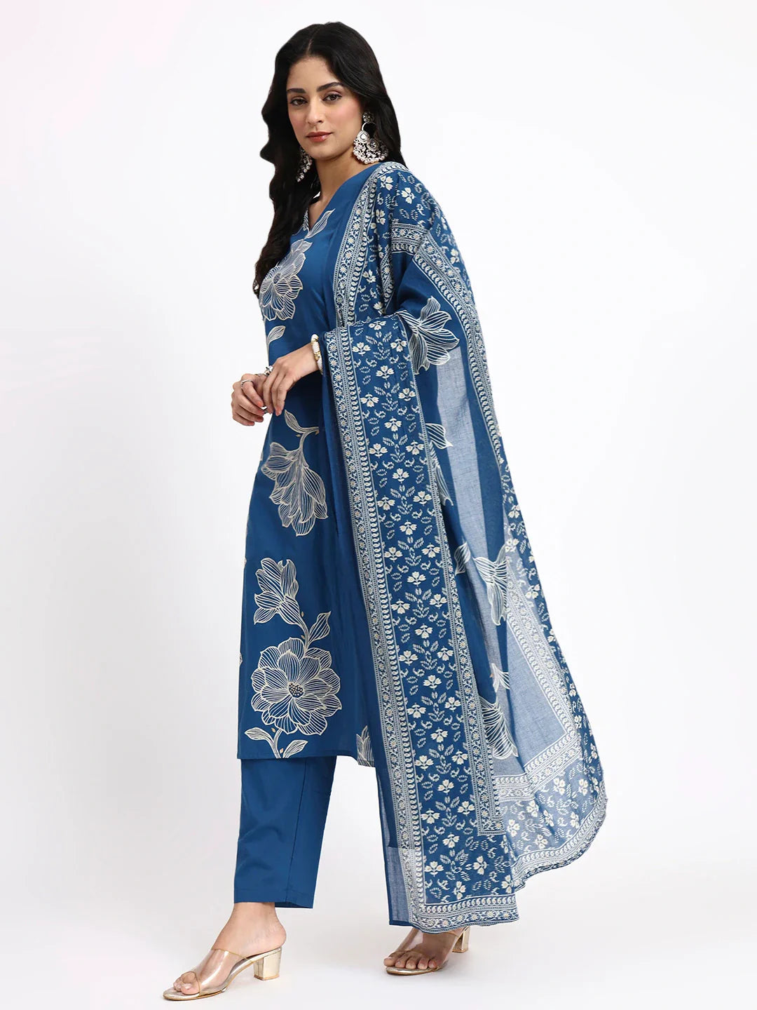 Cotton Straight Kurta Pant Dupatta Set
