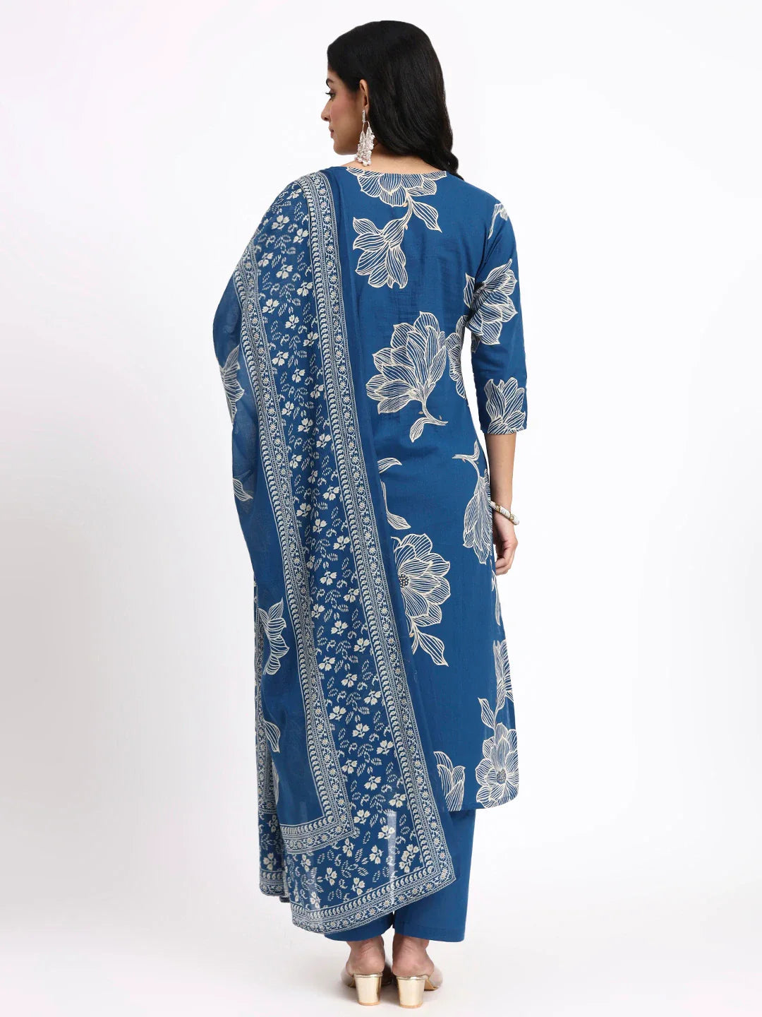 Cotton Straight Kurta Pant Dupatta Set