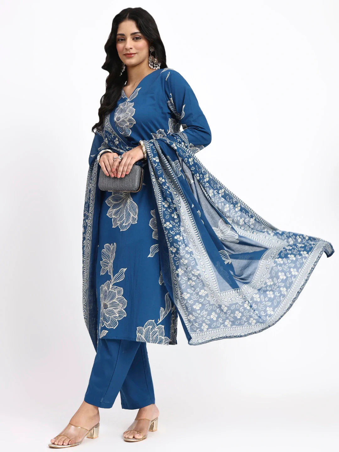 Cotton Straight Kurta Pant Dupatta Set