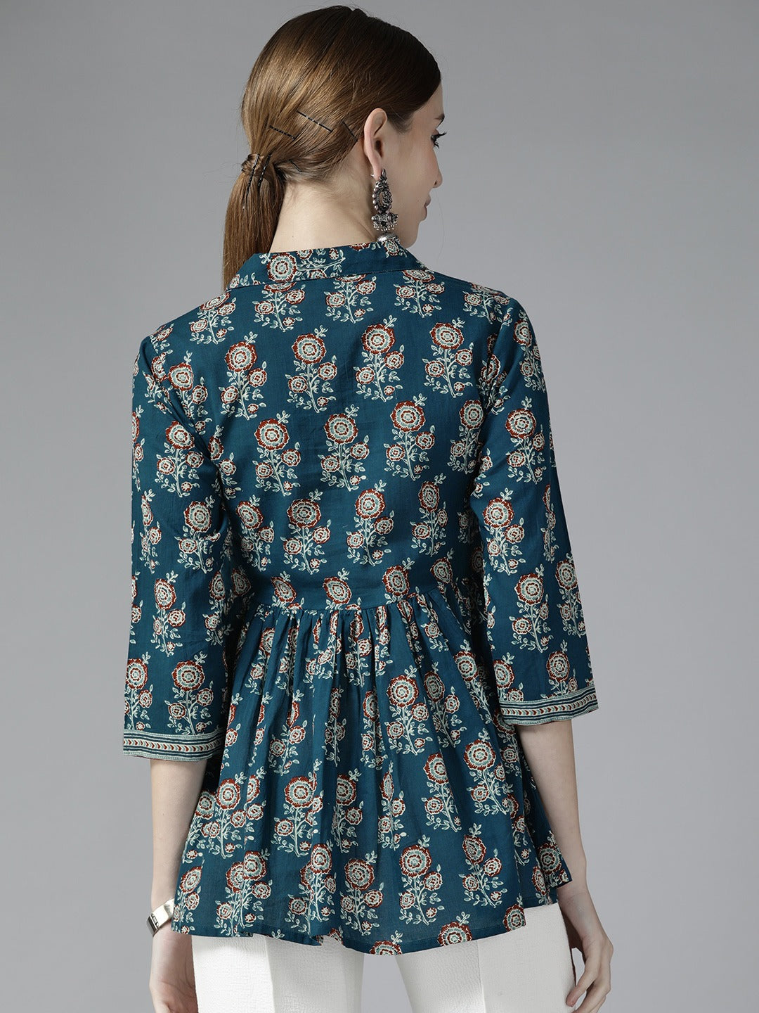 Blue  Floral Print Top