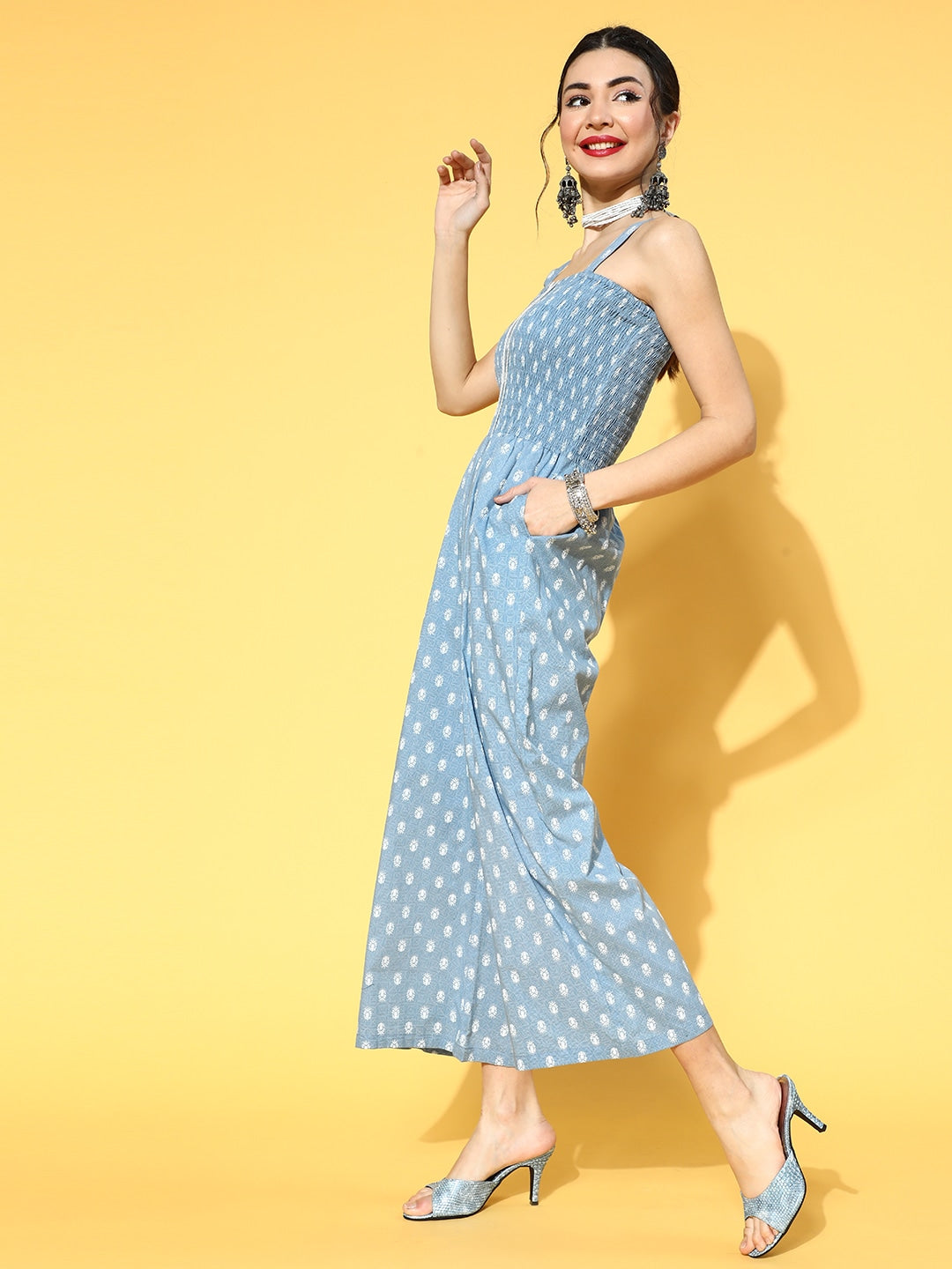 Blue Printed Jumpsuit