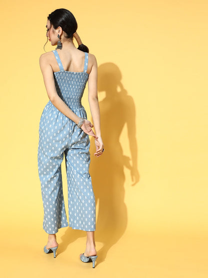 Blue Printed Jumpsuit