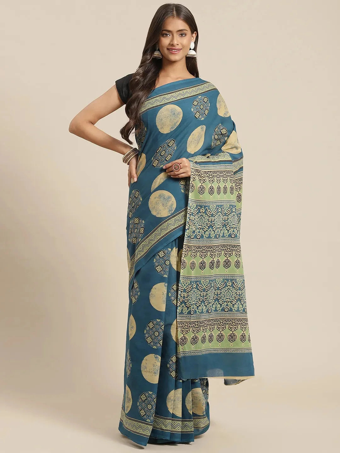 Blue Printed Saree