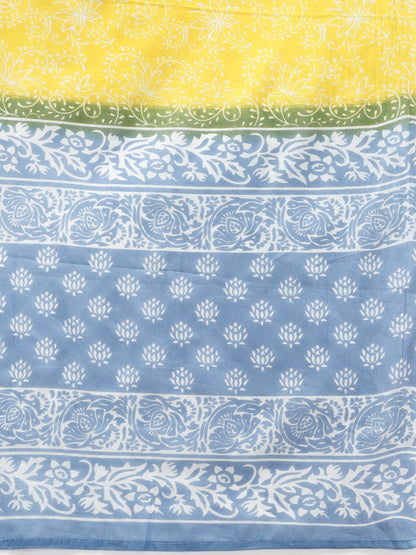 Blue & Yellow Ethnic Printed Dupatta Set