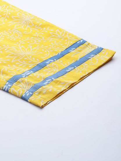 Blue & Yellow Ethnic Printed Dupatta Set