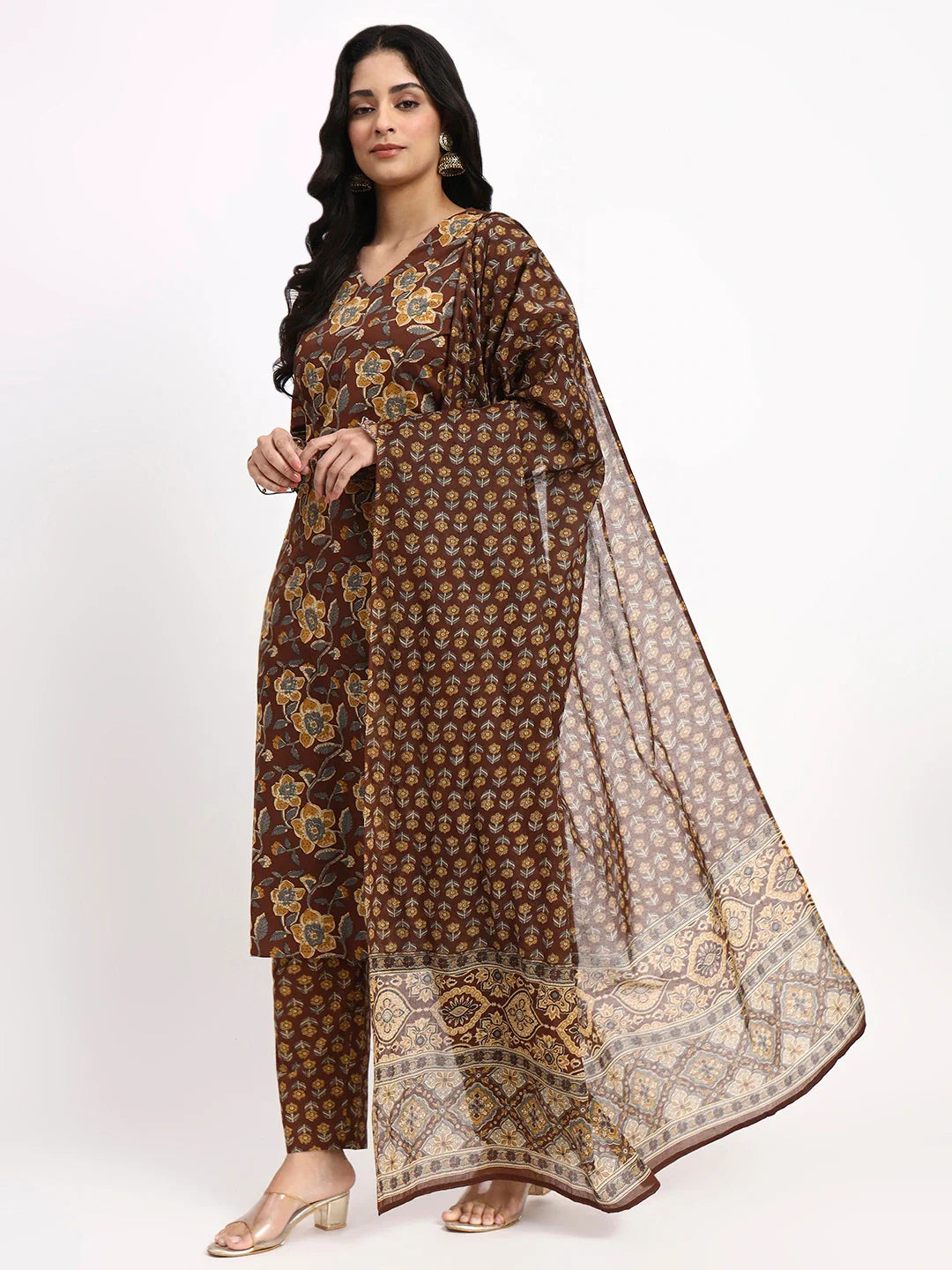 Cotton Straight Kurta Pant Dupatta Set