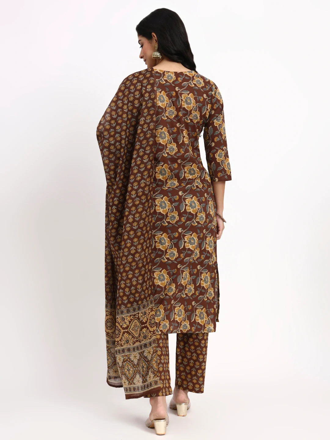 Cotton Straight Kurta Pant Dupatta Set