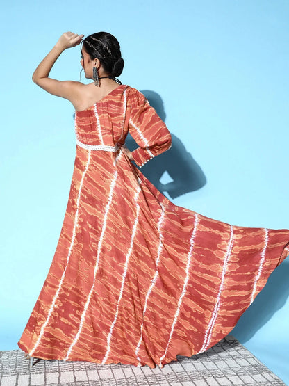Brown One Shoulder Maxi Dress