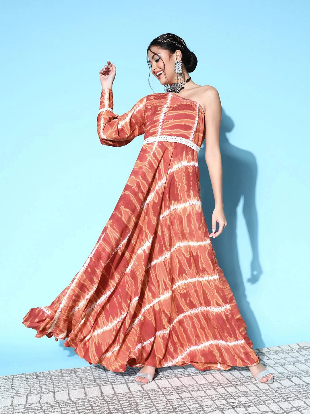 Brown One Shoulder Maxi Dress