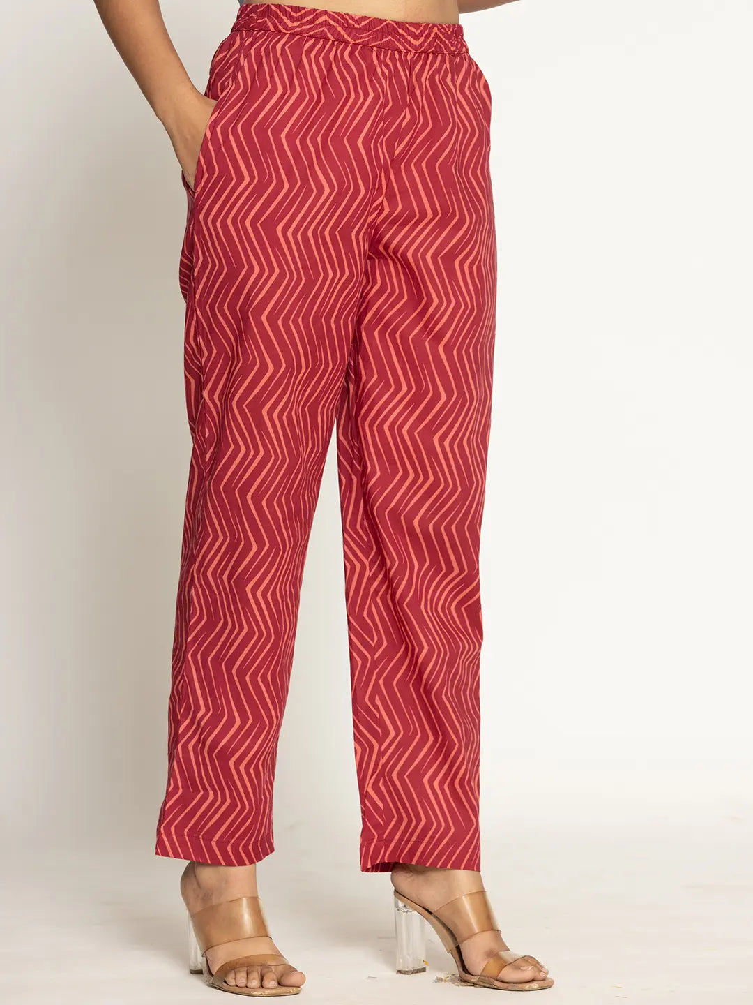 Burgundy Cotton Dori Embroidery Straight Kurta Dupatta Pant Set