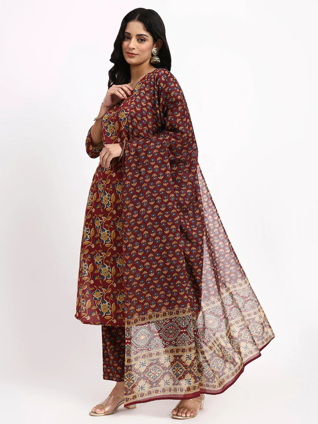 Cotton Straight Kurta Pant Dupatta Set