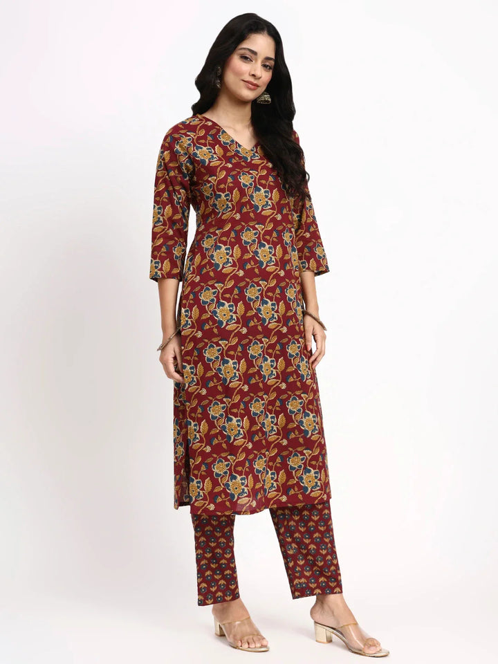 Cotton Straight Kurta Pant Dupatta Set