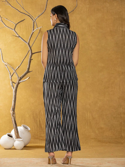 Cotton Black Ikat Co Ord Set