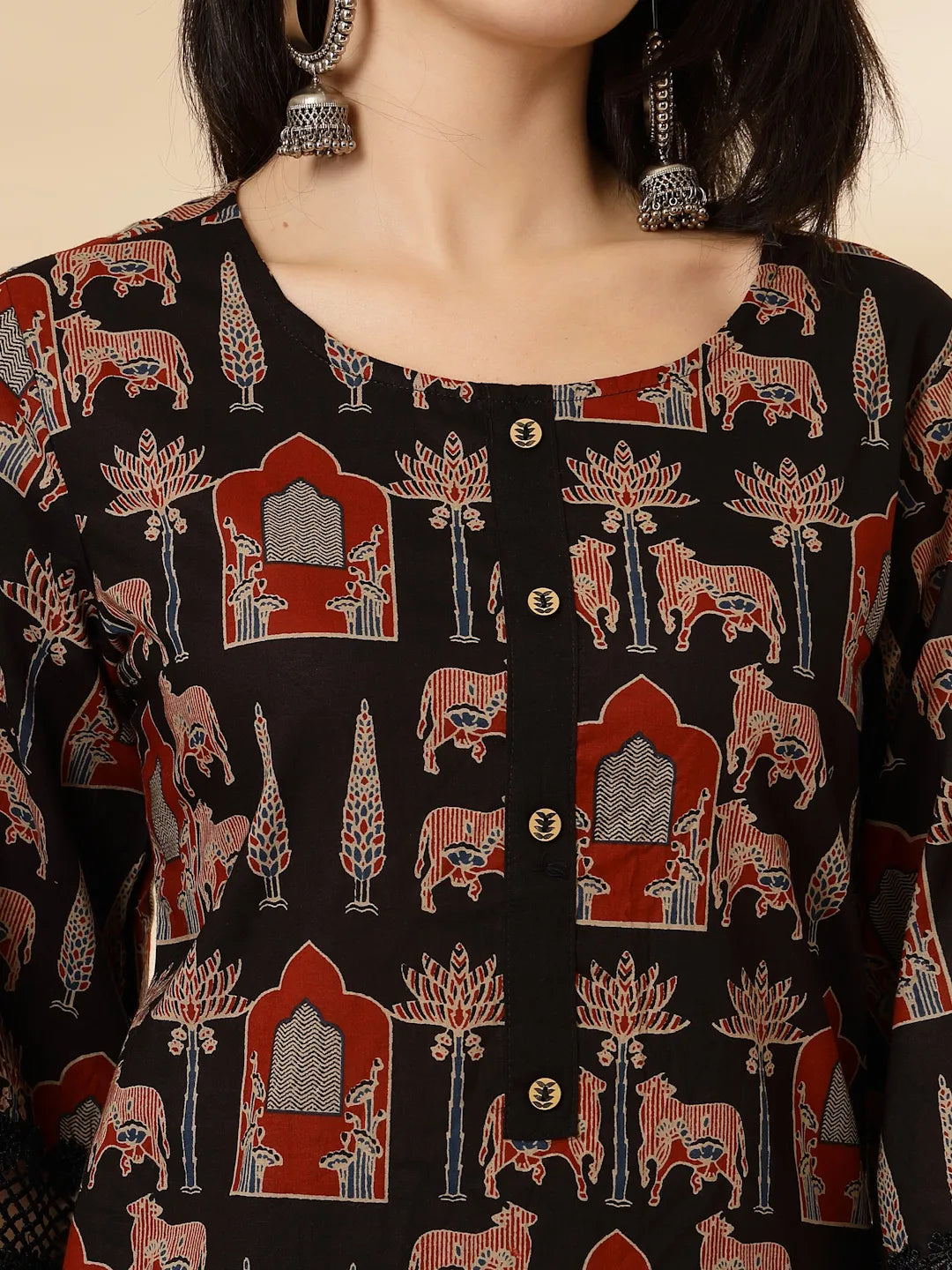 Cotton Black Pakistani Kurta Dupatta Set