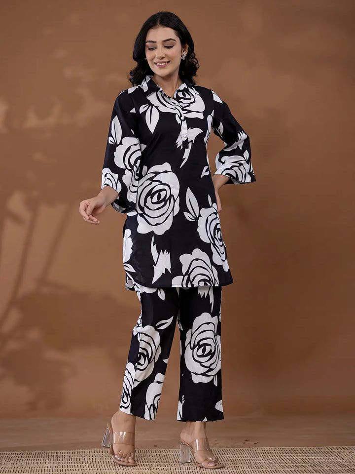 Cotton Black Printed Co Ord Set