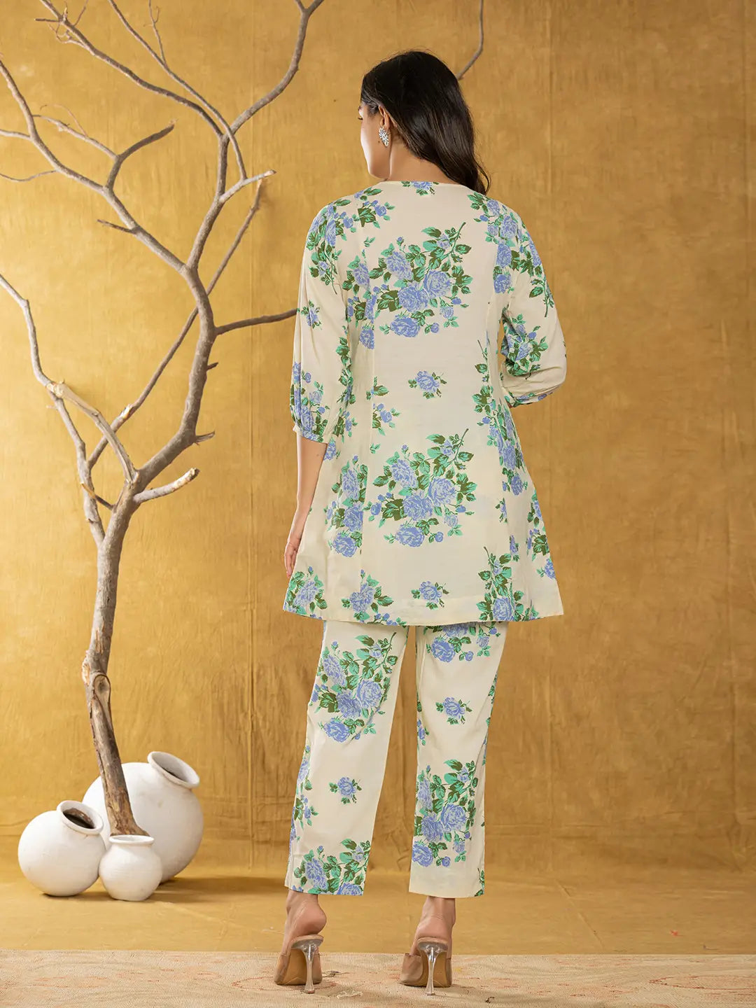 Cotton Blue Floral Print Co Ord Set