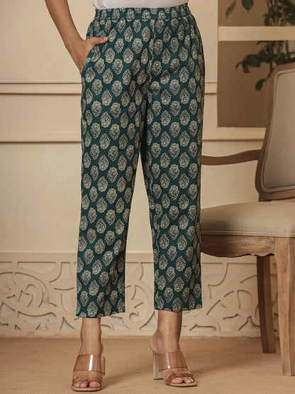 Cotton Green Embroidered Festive Wear Kurta Dupatta Set